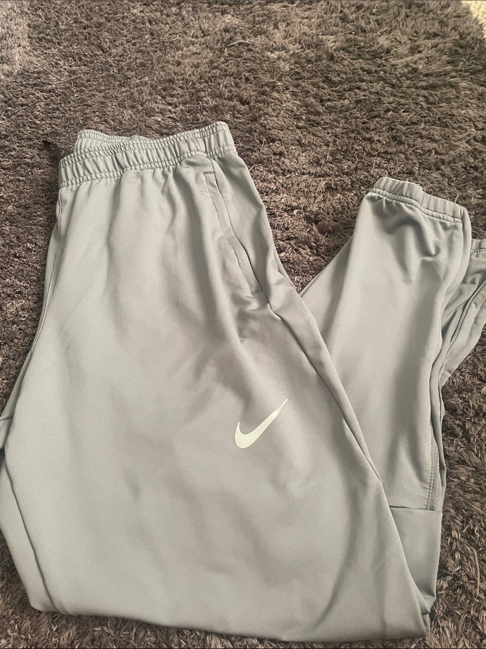 Nike mens Light Gray Jogger Sweatpants with White Swoosh